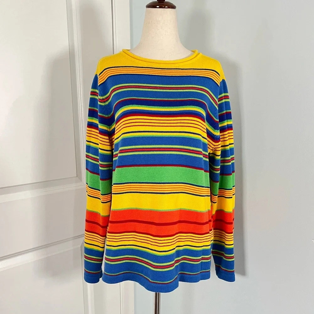 Lauren Ralph Lauren 100% cotton multi color sweater size M - Picture 6 of 10